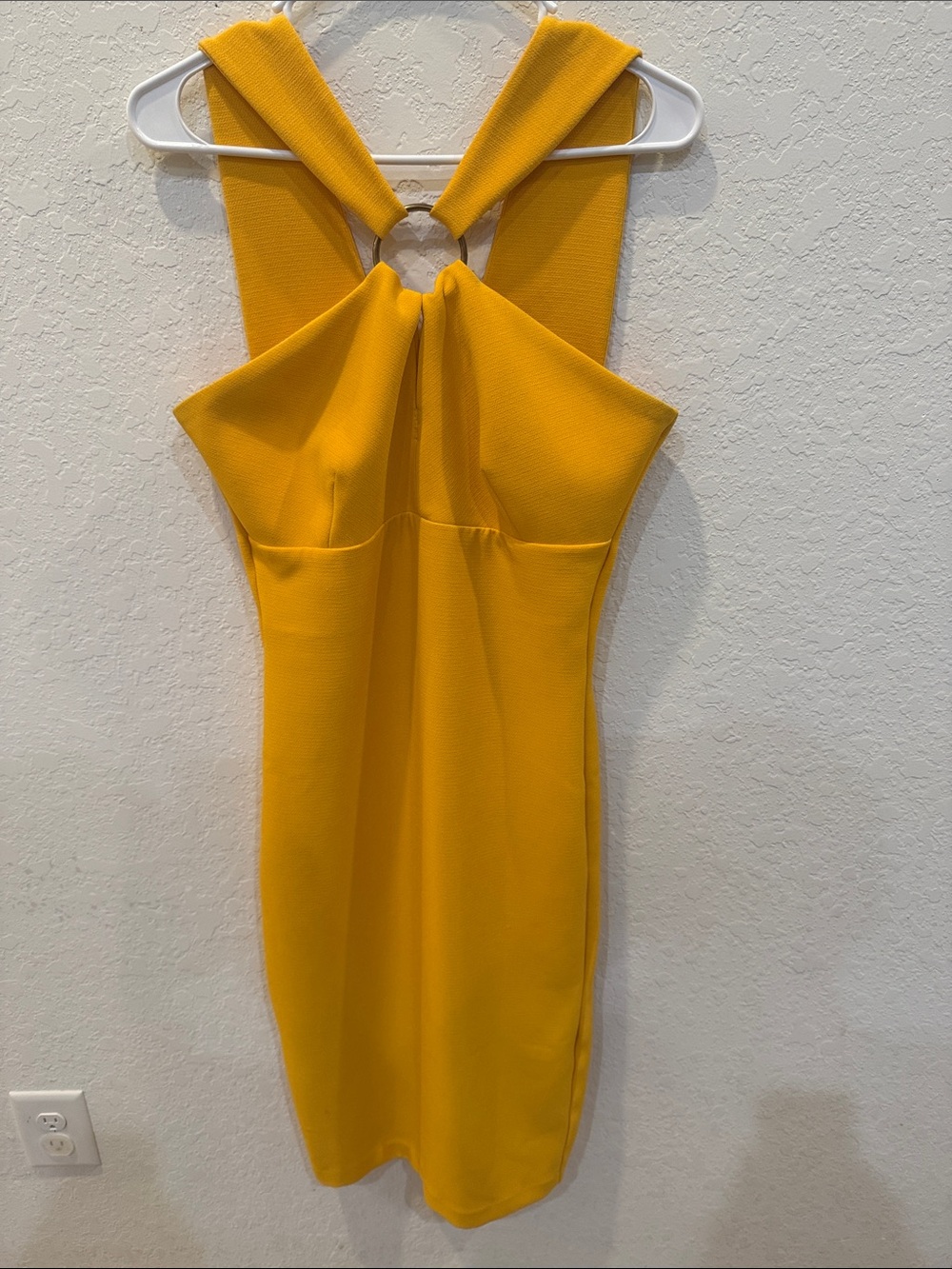 Sleeveless Midi Dress with Ring-Back Detail in Bright Yellow